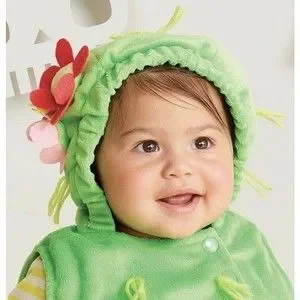 Infant Cactus Costume Plush Outfit 0-6 Baby Flower Headband Halloween New